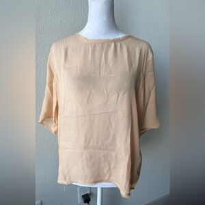 American Vintage sherbet Orange silk Boxy Short Sleeve Blouse